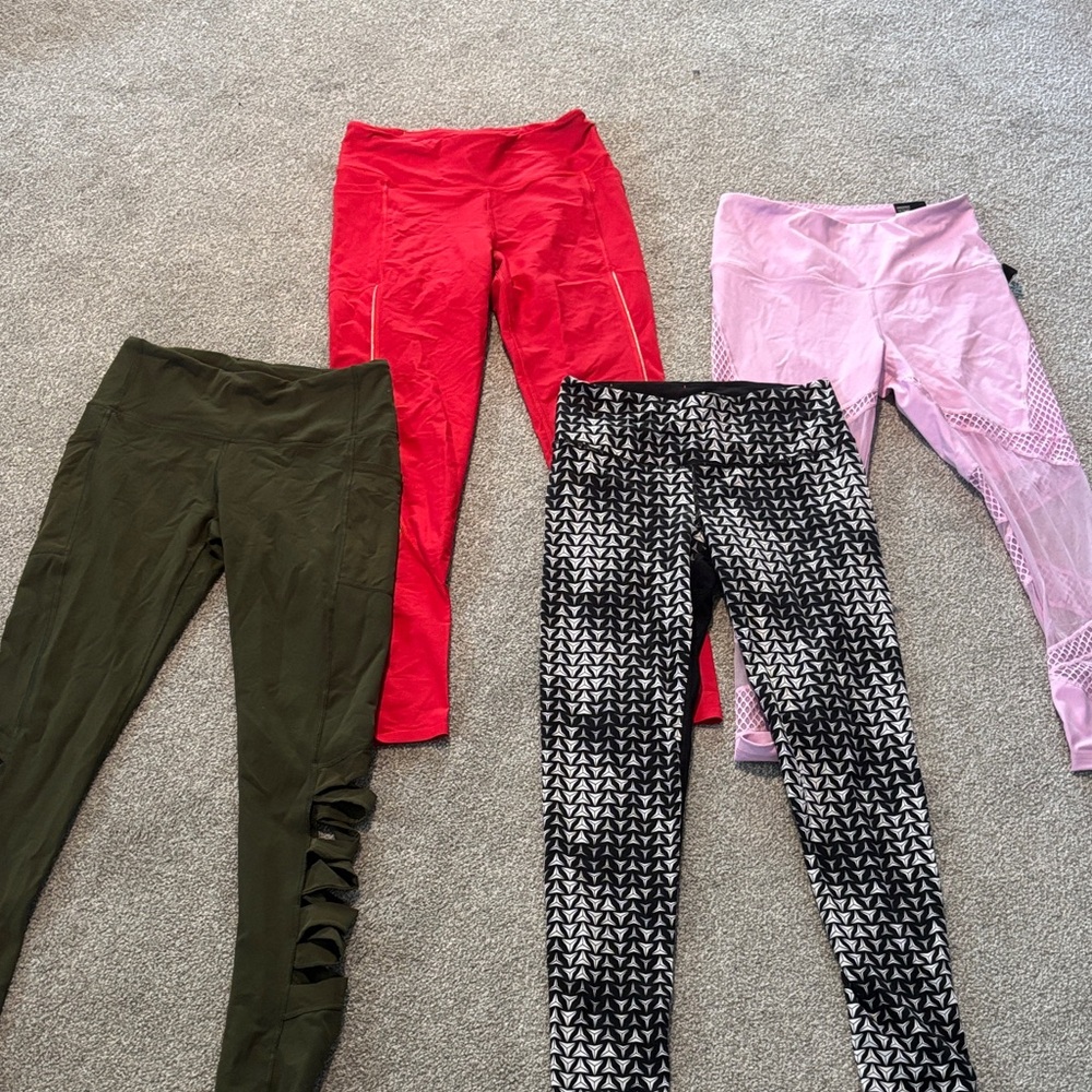 Victoria Secret Sport Women's Leggings Set - Red, Pink, Green, Black & White